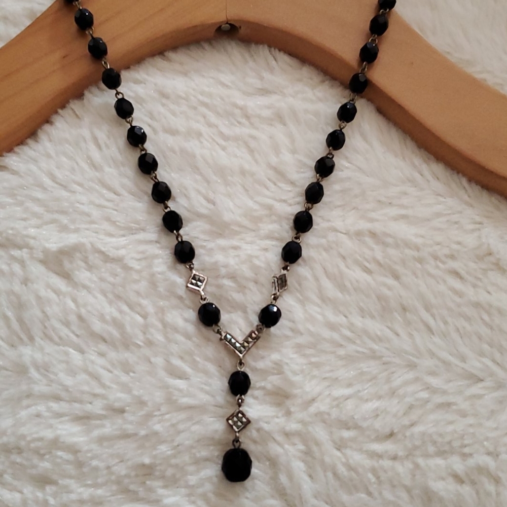 Carolee Jet Crystal Y Necklace
